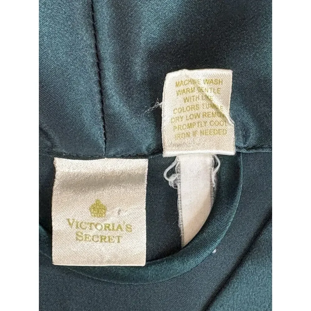 Victoria’s Secret Sz M Knee-Length Kimono Robe Belt Pockets Sheer Sleeves Green